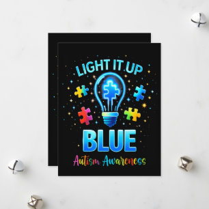 Cartão De Festividades Ilumine de Azul Conscientização do Autismo Autista