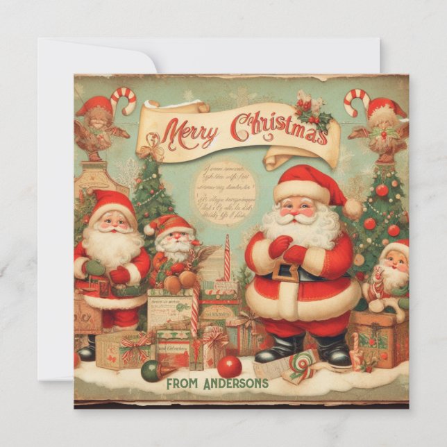 Cartão De Festividades Ilustração bonita e elegante Santa Claus (Frente)