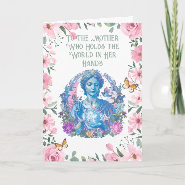 Cartão De Festividades Ilustração Colorida da Mãe Terra (Frente)