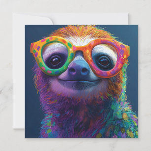 Cartão De Festividades Ilustração Colorida Diversão da Lama com Óculos