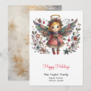 Cartão De Festividades Ilustração de Anjo Caprichoso Feliz