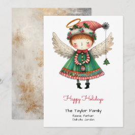 Cartão De Festividades Ilustração de Anjo Fofo e Caprichoso Feliz 