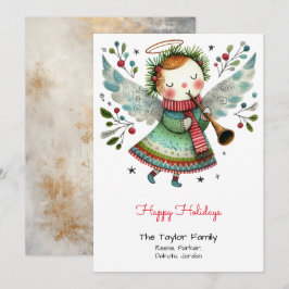 Cartão De Festividades Ilustração de Anjo Fofo Feliz