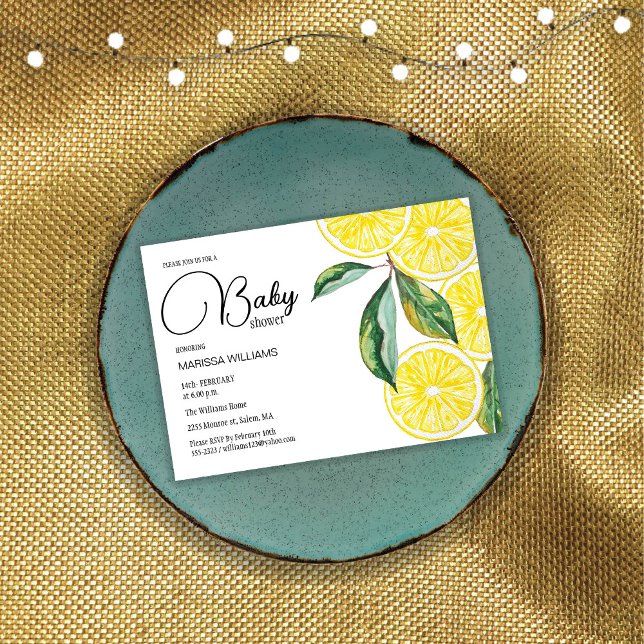 Cartão De Festividades Ilustração de Aquarela em Fatias de Limão (Criador carregado)