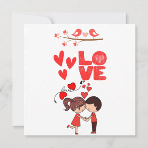 Cartão De Festividades Ilustração de casal de amor fofo com corações