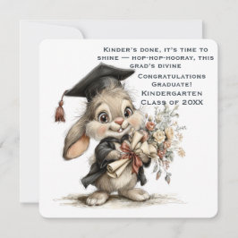 Cartão De Festividades Ilustração de Coelho Graduado no Jardim de Infânci