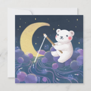 Cartão De Festividades Ilustração de Fantasia do Sonho do Urso Polar