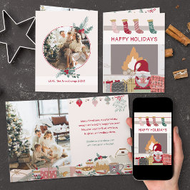 Cartão De Festividades Ilustração de Foto de Lareira com Gnomo Aconchegan