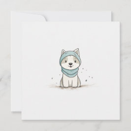 Cartão De Festividades Ilustração de Husky Aconchegante - Cachorrinho Ado
