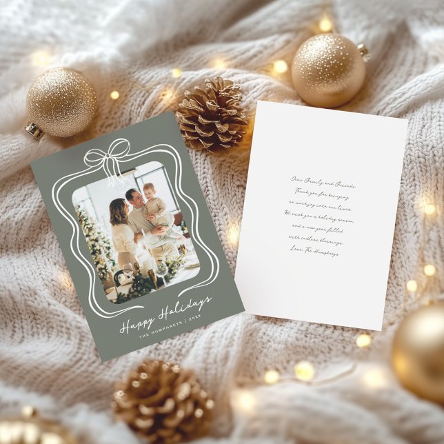 Cartão De Festividades Ilustração de Laço Verde Sálvia Foto (Criador carregado)