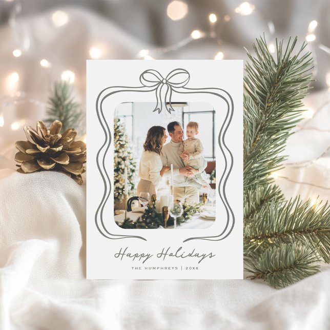 Cartão De Festividades Ilustração de Laço Verde Sálvia Foto (Criador carregado)