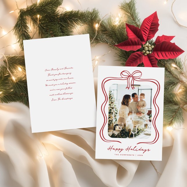 Cartão De Festividades Ilustração de Laço Vermelho Foto (Criador carregado)