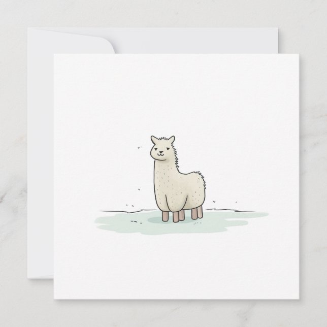 Cartão De Festividades Ilustração de Lama Bonita - Lama Adorável e Calma (Frente)