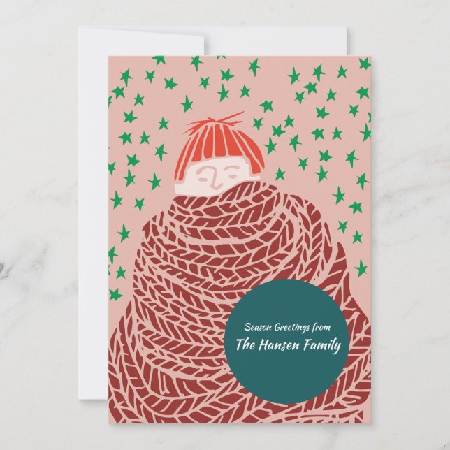 Cartão De Festividades Ilustração de Natal Desenhada à Mão (Frente)