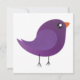 Cartão De Festividades Ilustração de Passarinho Roxo Fofo