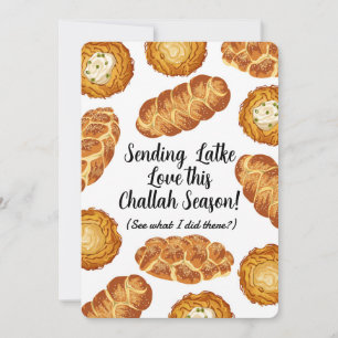 Cartão De Festividades Ilustração de Piada de Hanukkah – Latkes e Challah