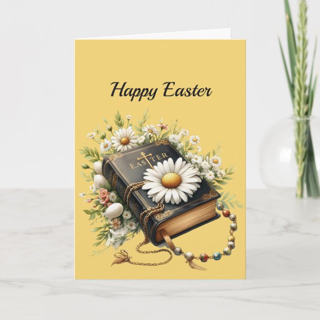 Cartão De Festividades Ilustração de Rosário de Bíblia páscoa (Frente)