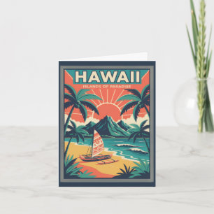 Cartão De Festividades Ilustração de Viagem das Ilhas Havaianas Vintage R