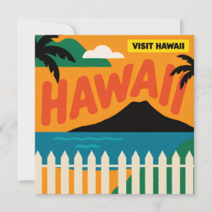 Cartão De Festividades Ilustração de Viagem das Ilhas Havaianas Vintage R