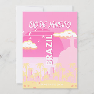 Cartão De Festividades Ilustração de Viagem de Arte Rosa do Rio de Janeir