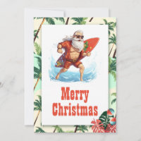 Ilustração do Cartoon Surfer Santa Claus