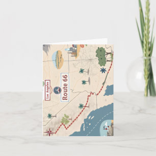 Cartão De Festividades Ilustração do Mapa de Viagem Antigo da Rota 66