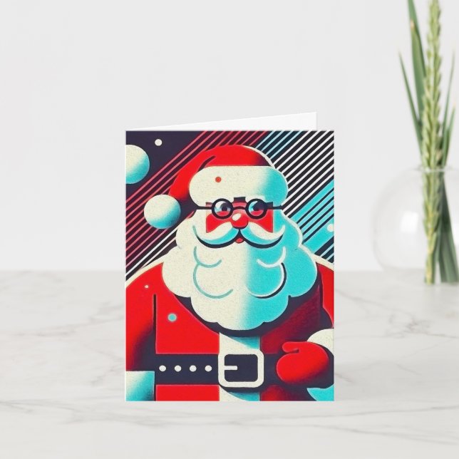 Cartão De Festividades Ilustração do Papai Noel Encantador (Frente)