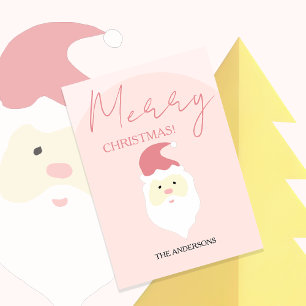Cartão De Festividades Ilustração do Papai Noel Fofo Rosa