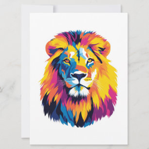 Cartão De Festividades Ilustração do Retrato do Leão Imagem de Cores de Á