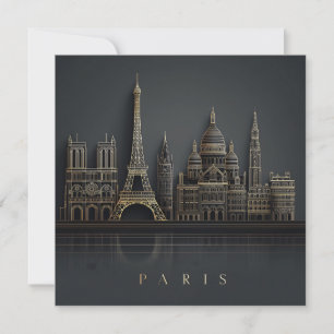 Cartão De Festividades Ilustração Elegante da Cidade de Paris com Céu Dou