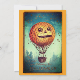 Cartão De Festividades Ilustração engraçada de Halloween vintage editável