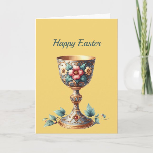 Cartão De Festividades Ilustração Floral da páscoa Chalice Cup (Frente)