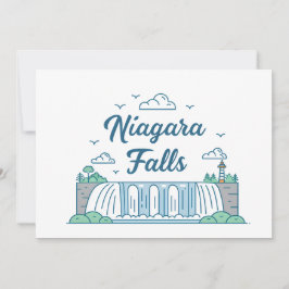 Cartão De Festividades Ilustração Minimalista de Niagara Falls em Design