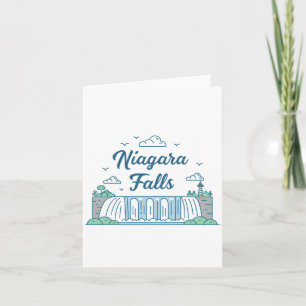 Cartão De Festividades Ilustração Minimalista de Niagara Falls em Design 