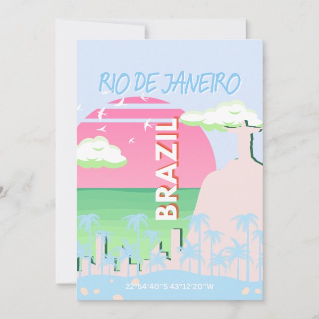 Cartão De Festividades Ilustração Viagem de Arte Azul no Rio de Janeiro (Frente)