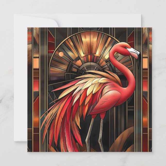 Cartão De Festividades Ilustração Vibrante de Deco Flamingo (Frente)