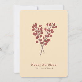 Cartão De Festividades ilustración bayas rojas planta de navidad vintage