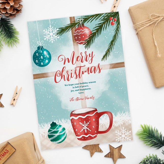 Cartão De Festividades Ilustrações da janela de Natal de cacau bonito (Criador carregado)