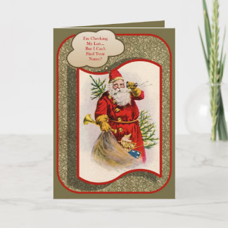 Cartão De Festividades I'm Checking My List Vintage Christmas Card