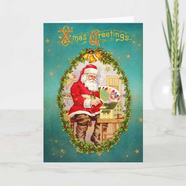 Cartão De Festividades Imagem antiga do Natal e Ano Novo (Frente)