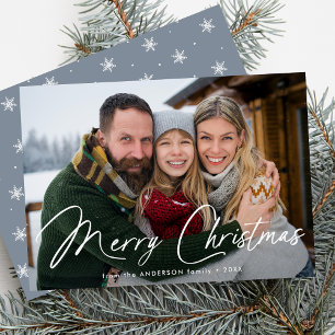 Cartão De Festividades Imagem Azul Icy do Script de Assinatura Moderna