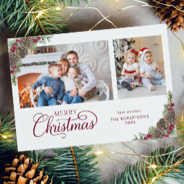 Cartão De Festividades Imagem Botânica 2 de Script Natal Elegante