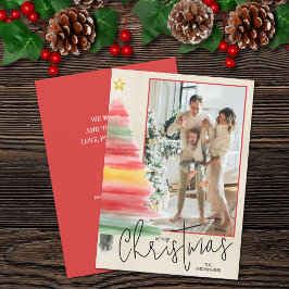 Cartão De Festividades Imagem da Árvore Natal Watercolor