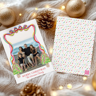 Cartão De Festividades Imagem de Árvores de Natal Confetti Colorida em Ág