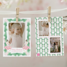 Cartão De Festividades Imagem de Ballerinas de Natal Rosa e Verde