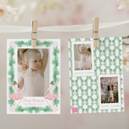 Cartão De Festividades Imagem de Ballerinas de Natal Rosa e Verde