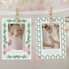 Cartão De Festividades Imagem de Ballerinas de Natal Rosa e Verde