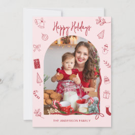 Cartão De Festividades Imagem de Felizes Festas Retro Desenhada à Mão