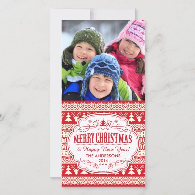 Cartão De Festividades Imagem de Feriado de Suéter Natal (Frente)