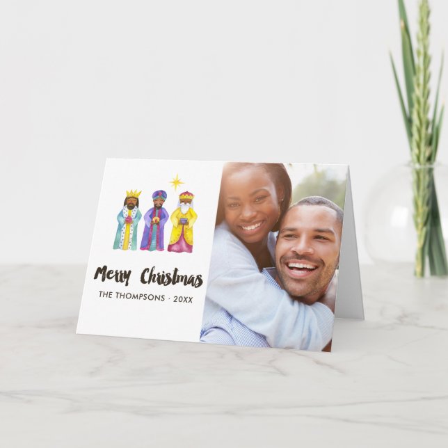 Cartão De Festividades Imagem de Natal de Natividade de Aquarela (Frente)